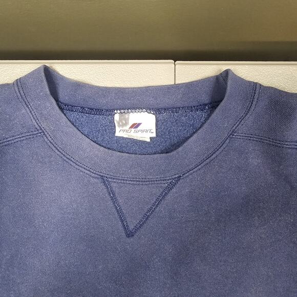 Vintage Pro Spirit Sweatshirt Medium Blue Cotton Crew Neck Blank 90s Minimalist - Picture 2 of 9